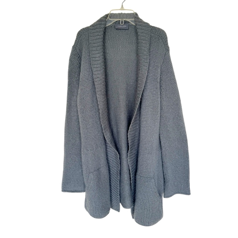 Wooden Ships Gray Knit Cardigan Sweater Mohair Wool Blend